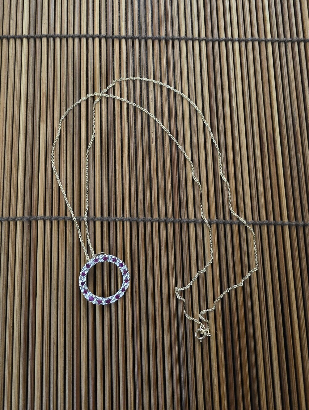 10k Spinel Circle Yellow Gold Necklace